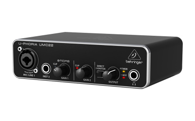 BEHRINGER BEHRINGER UMC22 - аудиоинтерфейс USB,2входа, 2 выхода, микр. предусилитель MIDAS